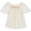 LANDS' END LANDS' END GIRLS SHORT SLEEVE SMOCK FLUTTER TOP