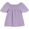 Lands' End Kids'  Girls Short Sleeve Smock Flutter Top In Pastel Lilac