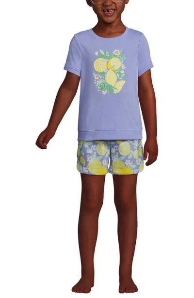 Lands' End Babies'  Girls Short Sleeve Tee And Shorts Pajama Set In Blue