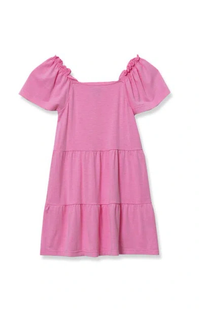 Lands' End Kids'  Girls Short Sleeve Tiered Tunic Top In Pink