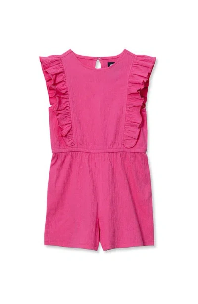 Lands' End Kids'  Girls Sleeveless Ruffle Knit Romper In Pink