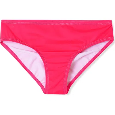 Lands' End Kids'  Girls Slim Swim Bikini Bottoms In Neon Fuchsia