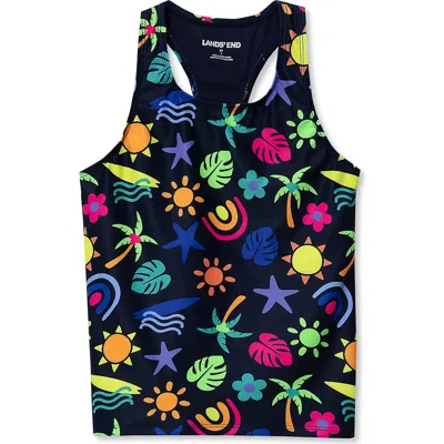 Lands' End Kids'  Girls Slim Tankini Swimsuit Top In Black