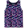 Lands' End Kids'  Girls Slim Tankini Swimsuit Top In Navy Hearts