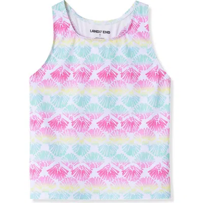 Lands' End Kids'  Girls Slim Tankini Swimsuit Top In Pastel Shells