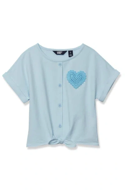 Lands' End Kids'  Girls Slouchy Button Front Terry Knit Top In Blue