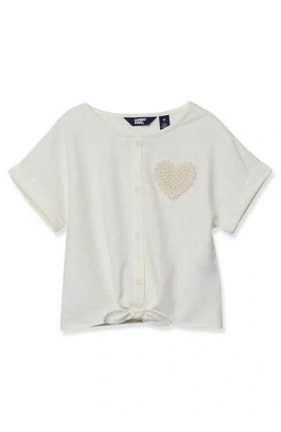 Lands' End Kids'  Girls Slouchy Button Front Terry Knit Top In White