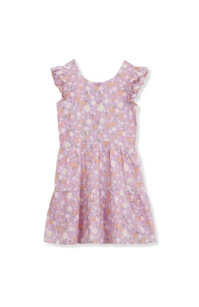 Lands' End Kids'  Girls Smocked Flutter Sleeve Tank Dress In Sunset Floral Print
