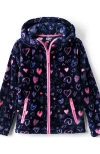 Lands' End Kids'  Girls Softest Fleece Jacket In Deep Sea Navy Multi Hearts