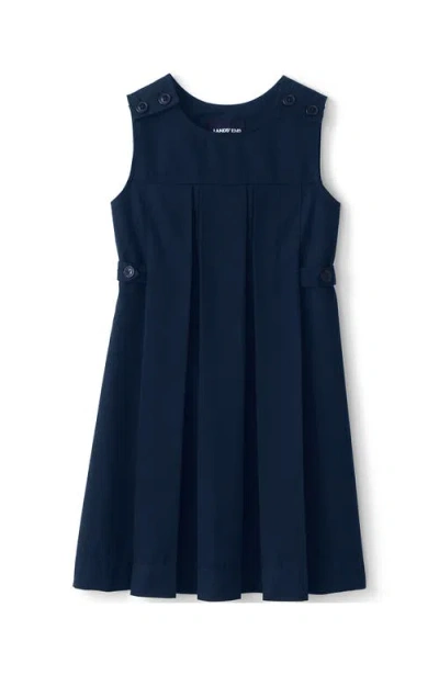 Lands' End Kids'  Girls Solid Pleated Jumper In Blue