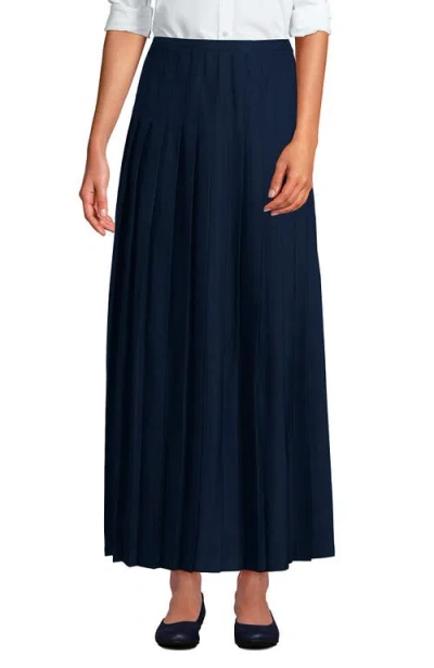 Lands' End Kids'  Girls Solid Pleated Skirt Ankle Length In Blue
