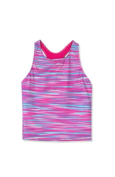 Lands' End Kids'  Girls Tankini Swimsuit Top In Blurred Wave Purple