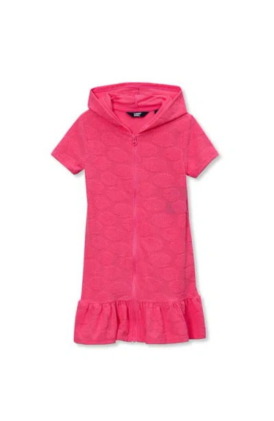 Lands' End Kids'  Girls Terry Zip Front Cover Up Dress In Pink