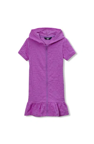 Lands' End Kids'  Girls Terry Zip Front Cover Up Dress In Purple