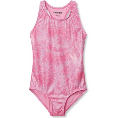Lands' End Kids'  Girls Terry Zip Front Top And Shorts Cover Up Set In Pink