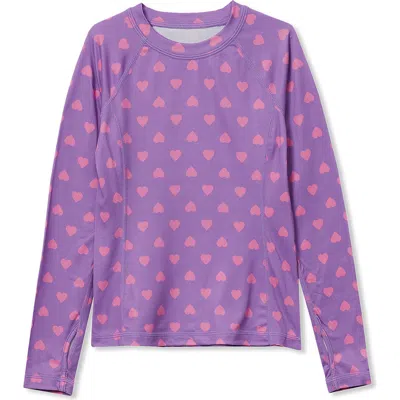 Lands' End Kids'  Girls Thermal Base Layer Long Underwear Thermaskin Crew Neck Shirt In Purple