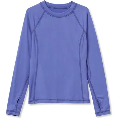 Lands' End Kids'  Girls Thermal Base Layer Long Underwear Thermaskin Crew Neck Shirt In Blue