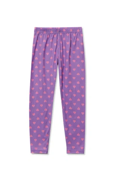 Lands' End Kids'  Girls Thermal Base Layer Long Underwear Thermaskin Pants In Purple