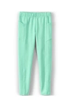 Lands' End Kids'  Girls Tough Cotton Ankle Legging With Pockets In Aqua Ice