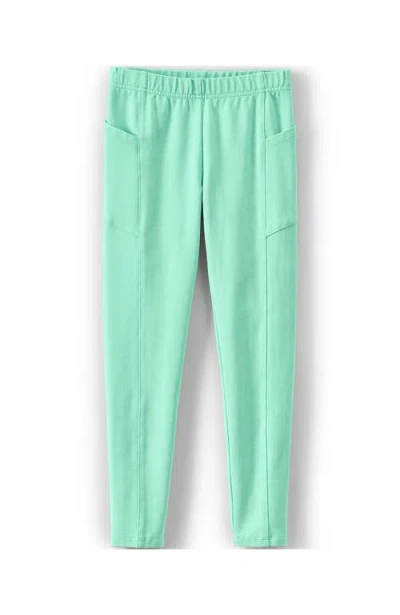 Lands' End Girls Tough Cotton Ankle Legging With Pockets In Aqua Ice