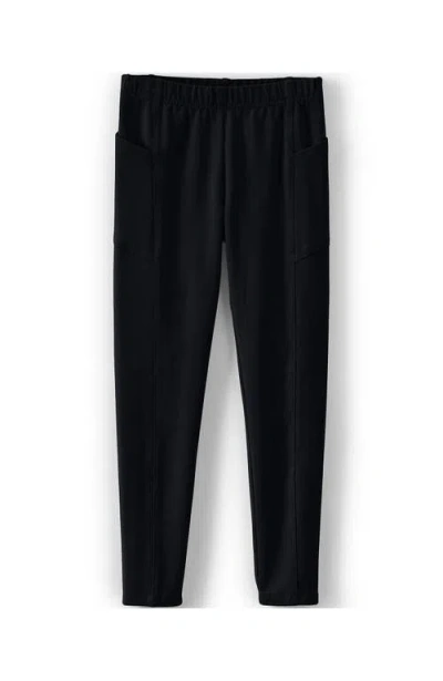 Lands' End Kids'  Girls Tough Cotton Ankle Legging With Pockets In Black