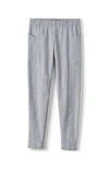 Lands' End Kids'  Girls Tough Cotton Ankle Legging With Pockets In Gray Heather