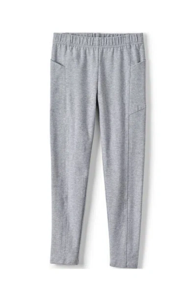 Lands' End Kids'  Girls Tough Cotton Ankle Legging With Pockets In Gray Heather