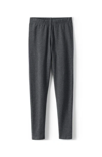 Lands' End Kids'  Girls Tough Cotton Novelty Leggings In Charcoal Heather