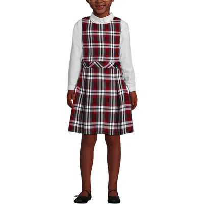 Lands' End Kids'  Girls Uniform Plaid Jumper In Burgundy