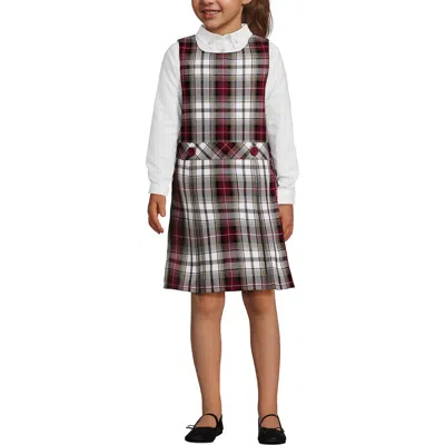 Lands' End Kids'  Girls Uniform Plaid Jumper In Burgundy