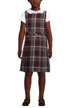 Lands' End Kids'  Girls Uniform Plaid Jumper In Burgundy/gray Plaid