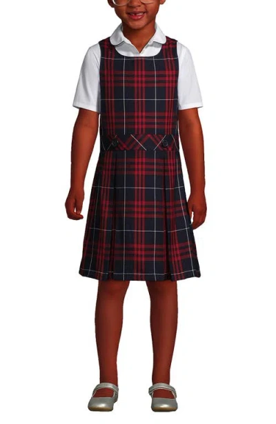 Lands' End Kids'  Girls Uniform Plaid Jumper In Classic Navy Large Plaid