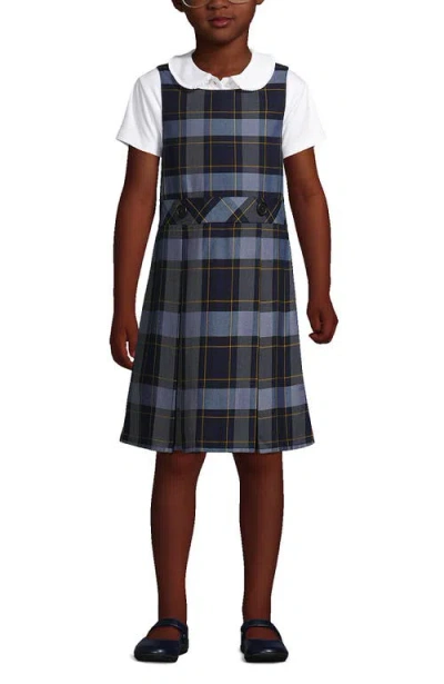 Lands' End Kids'  Girls Uniform Plaid Jumper In Classic Navy Plaid