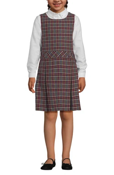 Lands' End Kids'  Girls Uniform Plaid Jumper In Brown
