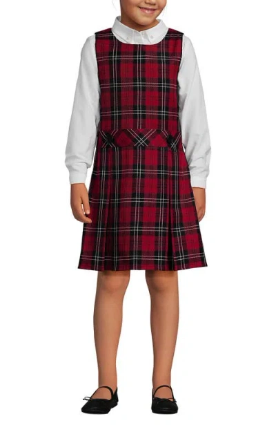 Lands' End Kids'  Girls Uniform Plaid Jumper In Red