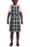 Lands' End Girls Uniform Plaid Jumper In White Plaid