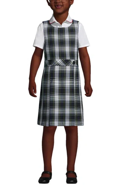 Lands' End Kids'  Girls Uniform Plaid Jumper In White Plaid