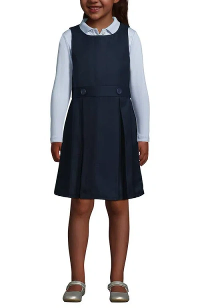 Lands' End Kids'  Girls Uniform Solid Jumper In Classic Navy