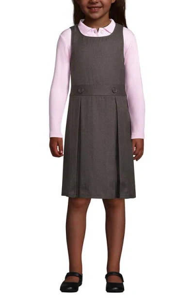Lands' End Kids'  Girls Uniform Solid Jumper In Gray