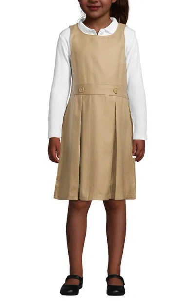 Lands' End Kids'  School Uniform Girls Plus Jumper Top Of Knee In Khaki