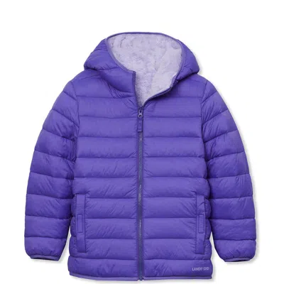 Lands' End Kids'  Girls Water Resistant Reversible Hooded Jacket In Blue