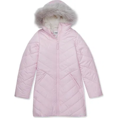 Lands' End Kids'  Girls Water Resistant Velour Parka In Pink
