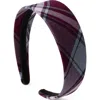 Lands' End Kids'  Girls Wide Headband In Burgundy/gray Plaid