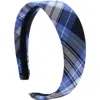 Lands' End Kids'  Girls Wide Headband In Clear Blue Plaid