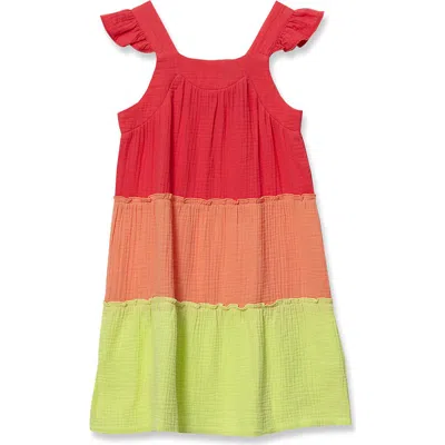 Lands' End Kids'  Girls Woven Tiered Dress In Multi