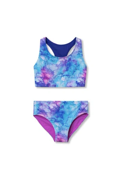 Lands' End Kids'  Girls Wrap Front Bikini Swimsuit Set In Multi