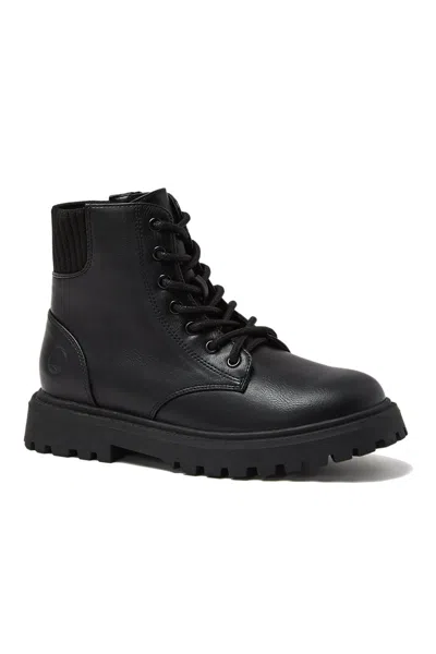 Lands' End Girls Zip Up Lugged Boots In Black