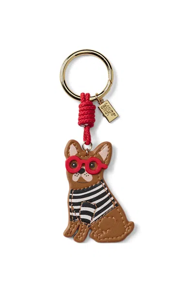 Lands' End Glasses Bulldog Bag Charm In Brown