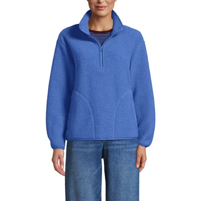 Lands' End Half Zip Cozy High Pile Fleece Pullover In Blue
