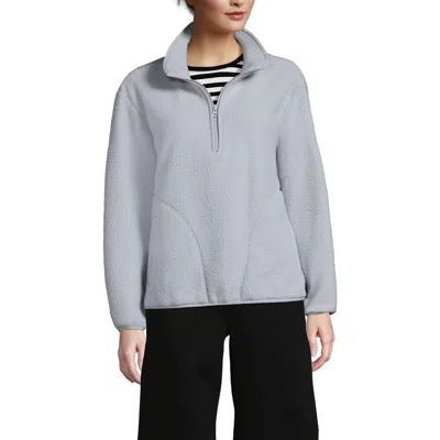 Lands' End Half Zip Cozy High Pile Fleece Pullover In Gray